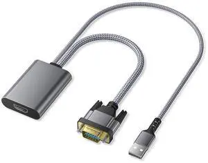 VGA to HDMI Adapter 1080P VGA Source to HDMI Display Cable Converter with Audio VGA Male to HDMI Female Dongle Connector for VGA Computer/Laptop/Desktop/PC to HDMI Monitor/TV/HDTV/Projector