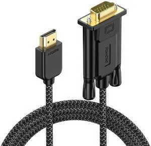 HDMI to VGA Cable 6 Feet Male to Male Nylon Braided Cord 1080P@60Hz for Monitor Computer Desktop Laptop PC Projector HDTV Xbox Raspberry Pi  (UniDirectional)