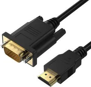 HDMI to VGA Cable 6ft Anti-Interference Gold-Plated Plugs 1080P@60Hz Aluminum HDMI Source to VGA Display Adapter (Male to Male) Compatible for PC Laptop Xbox PS5 Monitor More