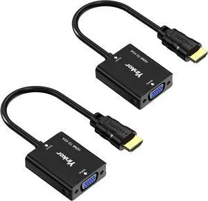 HDMI to VGA Adapter 2 Pack HDMI to VGA Converter Gold-Plated Male to Female Duplicate Extend Screen for Computer Desktop Monitor Projector HDTV Chromebook