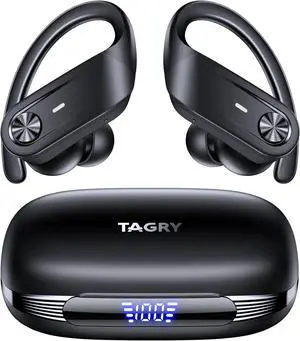 Wireless Earbuds Blueetooth Headphones 80Hrs Playtime Power Display IPX7 Waterproof Sport Ear Buds with Deep Bass in Ear Earphones for Running Workout Exercise Gym Black