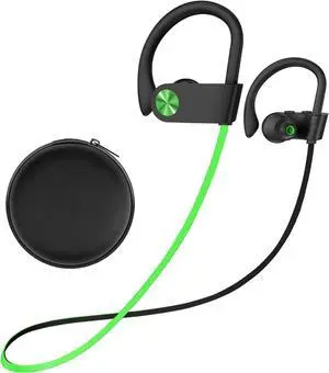 Bluetooth Headphones 5.3 Wireless Sports Earbuds IPX7 Waterproof with Mic Stereo Sweatproof in-Ear Earphones Noise Cancelling Headsets for Gym Running Workout 16 Hours Playtime - GreenBlack