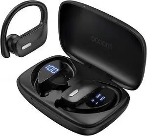 Wireless Earbuds Bluetooth Headphones 48H Play Back Earphones in Ear Waterproof with Microphone LED Display for Sports Running Workout Black