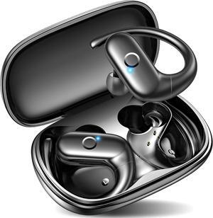 Wireless Earbuds Bluetooth Headphones Sport Over Ear Buds with Deep Bass Sound 60Hrs Playtime Earphones Redesigned Comfort Fit with Earhooks for Running Meeting Workout-Black