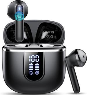 Wireless Earbuds 2025 Bluetooth 5.4 Headphones in Ear Buds 40H HiFi Stereo Bluetooth Earbuds with 4 ENC Noise Cancelling Mics IP7 Waterproof Earphones with Dual LED Display USB C Mini Ultralight