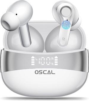 Wireless Earbuds Bluetooth 5.4 Headphone Hi-Fi Stereo Ear Buds with Deep Bass and Noise Cancelling Mic Earphones with LED Display 40H Playtime IPX7 for Android iPhone Laptop Sports White