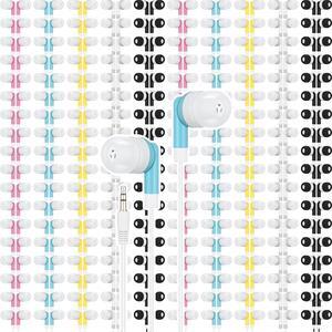400 Packs Bulk Earbuds Kids Wired Headphones Colorful in Ear Earphones Classroom Buds for Smartphones Laptop School Library Students Supplies 5 Colors
