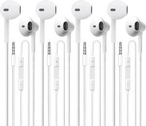 Wired Earbuds 4 Pack Earbuds HiFi Stereo Wired Earphones Headphones with Microphone Volume Control Compatible with iPad Laptop MP3 Android Smartphones Fits All 3.5mm Jack Device