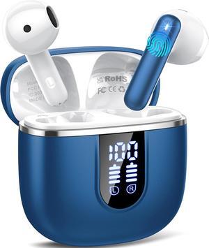 Wireless Earbuds 2025 Bluetooth 5.4 Headphones in Ear Buds 3D Bass Stereo 40H Ultralight Bluetooth Earbuds with 4 ENC Noise Cancelling Mic USB-C IP7 Waterproof Earphones for Android iOS Pad Blue