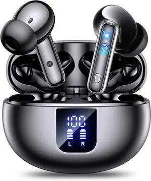 Wireless Earbuds ANC&ENC Bluetooth 5.4 Earphones in Ear Transparency Mode Ear buds with Dual Noise Cancelling Mic Deep Bass Stereo Sound 36H Playtime LED Display Wireless Headphones IP7 Waterproof