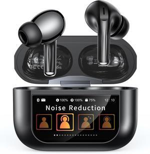 Wireless Earbuds Bluetooth 5.4 Ear Buds with Multifunctional Touch Screen ANC/ENC Noise Cancelling Headphones with 48H Playtime Bass Stereo Sound Lightweight for iPhone Android Pad