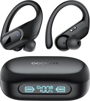 Wireless Earbuds Bluetooth Headphones Ear Buds 96Hrs Playback Sport Over-Ear Waterproof Wireless Headphones Earphones with Earhooks ENC Mics Clear Call for Sport Running Workout Black