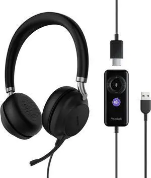 USB Headset UH38 Wired Softphone Headset Teams Certified with Microphone in Line Controls Built in Bluetooth Connect to PC/Laptop/Mac/Tablet/Cell Phone (USB-A)