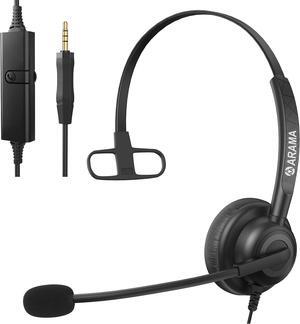 Cell Phone Headset with Microphone Noise Cancelling 3.5mm Headset for iPhone  Android Mobile Phone PC Wired Computer Headsets for Work Classroom Home Office Call Center (A600MP)