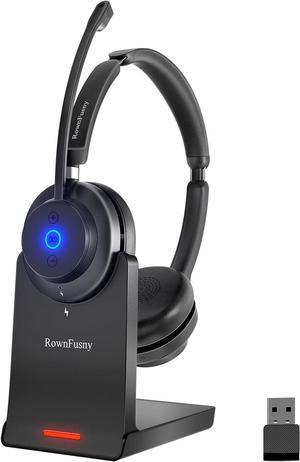 Bluetooth Wireless Headset with Mic for Work Bluetooth 5.3 Advanced Noise Reduction Microphone Clear Calls - Comfortable Over-Ear Headphones for PC Laptop iPhone Android Zoom Office