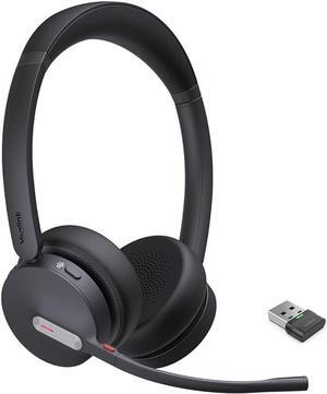 BH70 Wireless Bluetooth Headset with Microphone for Work up to 35h Talking Battery Life 3-Mic Noise Cancellation 147g Lightweight Microsoft Teams Certified Headphone for Open Office USB-A