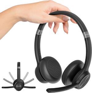 Wireless Headset with Mic - Stereo 5.4 Bluetooth Headphones with Advanced AI Noise Cancelling Microphone for Work Home Computers & Phone Calls - Dual Connect PC Headset with Mute Button
