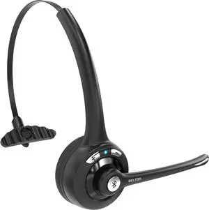 10X Bluetooth Computer Headset Over-The-Head Single Ear Wireless Headset with Noise Canceling Mic for Computer/Laptop/Call Center/Truck Driver Works with All Meetings Apps - Black