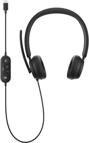 Modern USB-C Headset - Wired Headset On-Ear Stereo Headphones with Noise-Cancelling Microphone USB-C Connectivity in-Line Controls PC/Mac/Laptop - Certified Teams Black