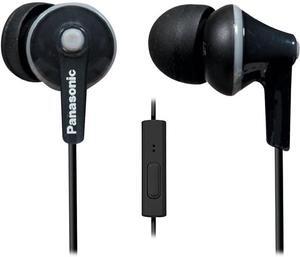 ErgoFit Wired Earbuds With Microphone 3.5mm Jack Wired Headphones with Mic and Call Controller Ergonomic Custom-Fit Earpieces (S/M/L) for Phones and Laptops - RP-TCM125-K (Black)