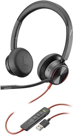 Poly - Blackwire 8225 Wired Headset with Boom Mic () - Dual-Ear (Stereo) Computer Headset - USB-A to Connect to Your PC/Mac - Active Noise Canceling - Works with Teams Zoom & More