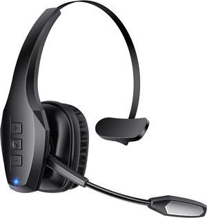 Trucker Bluetooth Headset Wireless Headset with Mic Bluetooth Headsets with Dual Noise Cancelling Microphone & Mute Button 55Hrs Working Time PC Headsets for Cell Phones Computer Truck Driver