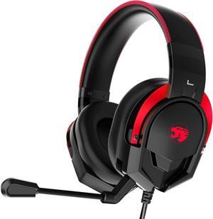 A88 Gaming Headset with Microphone Stereo Wired Noise Cancelling Over-Ear Headphones with Mic for Pc Ps5 Xbox One Series X/s Ps4 Computer Laptop Mac Nintendo Gamer (Red)