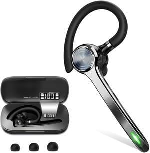 Bluetooth Headset Wireless Bluetooth Earpiece with 500mAh Charging Case 72 Hours Talking Time Built-in Microphone for iOS Android Cell Phone V5.1 Hand-Free Headphones for Trucker Office