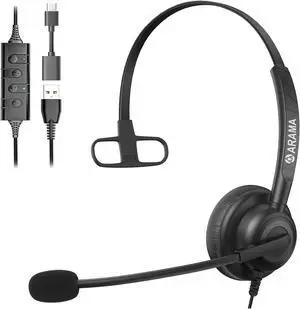 USB Computer Headset with Noise Canceling Mic for Laptop & Home Office Meetings