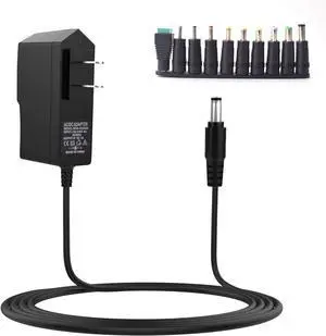 5V 2A Max AC DC Power Supply Adapter with 10 Extra Tips for TV Box Security Camera LED Strip Lights Audio/Video and More 5v Household Electronic Devices (9.85ft)
