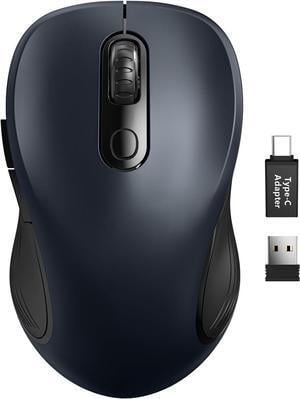 Wireless Mouse for Laptop 2.4GHz Ergonomic Computer Mouse with Back & Forward Buttons 3 Adjustable DPI Levels 6 Buttons Optical USB Cordless Mice for Windows Chromebook MacBook PC (Gray)