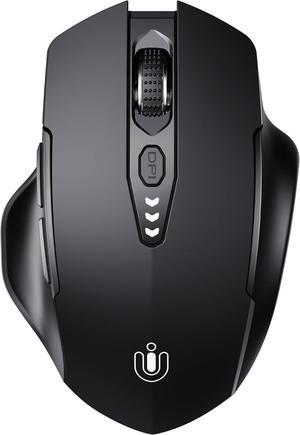 Bluetooth Mouse [Upgraded] Rechargeable Wireless Mouse (BT 5.0/4.0+2.4G Hz) Computer Mouse with Visible Battery Level 4 Adjustable DPI Portable PC Mouse for MacBook Chromebook Black