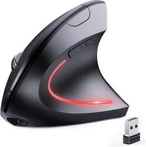 Bluetooth and 2.4G (2-in-1) Rechargeable Wireless Mouse Ergonomic Vertical Design 1000/1200/1600 DPI 6 Silent Buttons for Laptop Computer PC MacBook Chromebook-Black