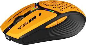 Bluetooth Wireless Mouse (BT5.0/5.1+2.4GHz) USB C Rechargeable LED Mouse Battery Level Visible Honeycomb Magnetic Shell Cover with USB Receiver & Type-C Adapter for Laptop/PC/Mac/iPad -Orange