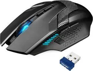 Wireless Mouse USB Cordless Computer Mouse with 8 Buttons Ergonomic Design High-Precision 5 Adjustable DPI for PC/Mac/Laptop