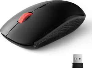 Wireless Mouse 2.4G Slim Mini Cordless Computer Mouse Ergonomic Grips 5-Level Adjustable 4000 DPI Small Portable Optical Computer Mice for Laptop PC Mac iPad 24-Month Battery Life (Black)