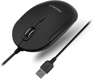 Silent USB Mouse - Slim & Compact for  Mac or Windows PC - Optical Sensor & DPI Switch - Black