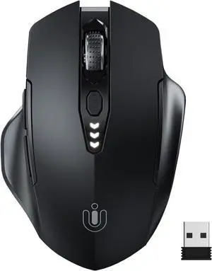 Wireless Mouse Upgraded 2.4GHz Rechargeable (Battery Level Visible) Ergonomic Computer Mouse 4 Levels DPI Wireless Mice for Laptop Computer(Matte Black)