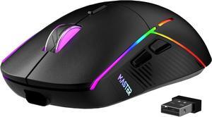 Wireless Gaming Mouse 24000 DPI Tri-Mode 2.4G/USB-C/Bluetooth 5.3 Gaming Mouse Wireless RGB Programmable Mouse Gamer 75Hrs Battery Life Rechargeable Gaming Mice for PC Mac PS5 Xbox - Black