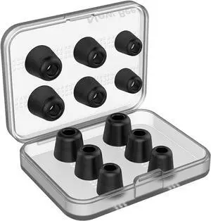 [6 Pairs] Earphone Tips New Bee 12pcs Replacement Earbud Tips Blocking Out Ambient Noise Memory Foam Earbuds Inner 4.9mm for in-Ear Headphones with 5mm-7mm Tips (Black S/M/L)