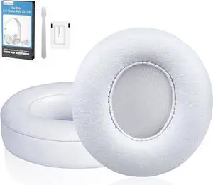 Replacement Ear Pads for Beats Solo 2 & 3 - Memory Foam Earpads Cushion Cover for Wireless Headphones (White)