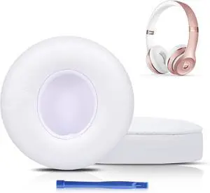 Updated Thickened Solo Wireless 2/3 Replacement Ear Pads earpads for Beats Solo 2/3 Wireless Headphone (White)