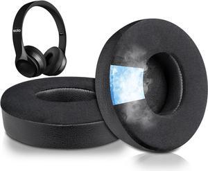 Cooling Gel Replacement Ear Pads Cushions for Beats Solo 2 & Solo 3 Wireless On-Ear Headphones Solo2 Solo3 Earpads with High-Density Noise Isolation Foam Added Thickness - Black