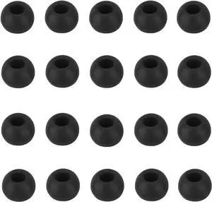 Earbud Replacement Tips - Silicone Earbud Caps for In-Ear Headphones Black Large 10 Pairs