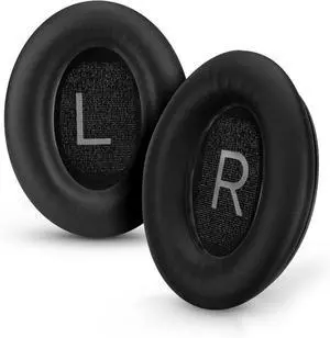 Replacement Earpads for  QC45 (QuietComfort 45) Headphones Upgraded Quality with Thicker Memory Foam & Longer Lasting Leather by Brainwavz (Black)