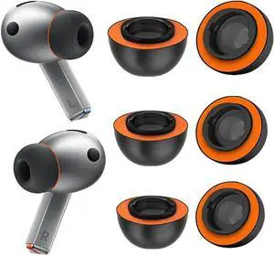 Memory Foam Ear Tips for  Galaxy Buds3 Pro Galaxy Buds Pro 3 with Silicone Shield Comfort and Unshakeable Fit with Memory Foam Earbud Tips Superior Noise Isolation (Orange Assorted S/M/L)