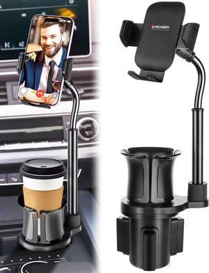 Cup Phone Mount for Car, 2 in 1 Universal Cup Phone Holder for Car, Stretchable Long Neck Car Phone Mount, Hands Free 360° Rotation Compatible with All Smartphones