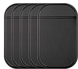 Car Dashboard Non Slip Mat 5-Pack Anti-Slide Sticky Extra-Thick Dash Pad for Radar Detector Cell Phone Keys Glass Mirrors Metal GPS Coins