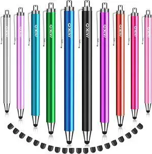 Stylus Pens for Touchscreens 10 Pack Thin Rubber Tip Stylus Replaceable Tip Feature Bundle W/ 20 Pcs Replacement Tips for iPad iPhone Tablets Smartphone&All Touch Screen Devices(10 Stylus+20Tips)
