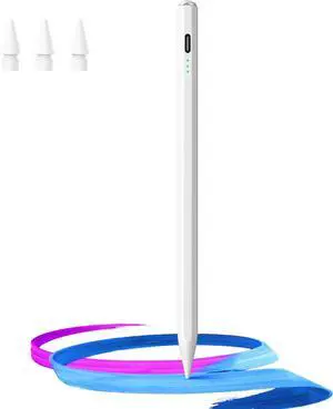 Stylus Pen for iPad(2018-2025)-13 Mins Fast Charge with Tilt Sensitivity & Palm Rejection for iPad 11/10/9/8/7/6th Gen Air 7/6/5/4/3/M3/M2 Pro 13/12.9/11/M4 Mini 7/6/5th White